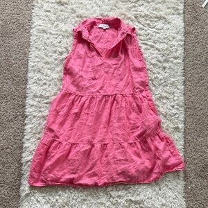 LJC Designs Pink Linen Collar Dress with Pockets